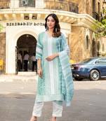 Women Embroidered Regular Thread Work  Pure Cotton Kurta Set with Dupatta