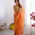 Orange organza printed bollywood style saree