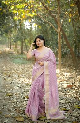 Purple kalyani silk blend zari woven saree 1