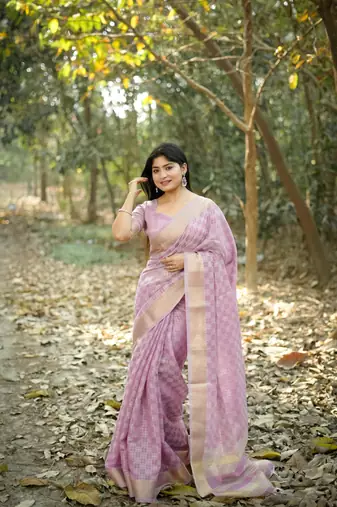 Purple kalyani silk blend zari woven saree