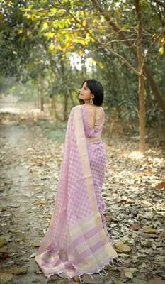 Purple kalyani silk blend zari woven saree 2