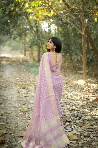 Purple kalyani silk blend zari woven saree