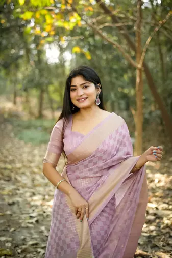 Purple kalyani silk blend zari woven saree