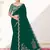 Green crepe silk blend heavy embroidered wedding wear saree