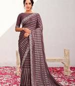 Lavender georgette kasab heavy embroidered wedding wear saree