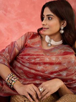 Wine twill net sequin embroidered saree 3