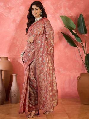 Wine twill net sequin embroidered saree 4