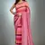 Pink chiffon lariya printed with mirror cut work