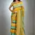 Yellow chiffon lariya printed with mirror cut work