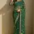 Petrol green printed lace emroidered georgette saree
