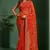 Red printed lace emroidered georgette saree