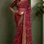 Wine printed lace emroidered georgette saree