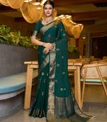 Green chinon woven partywear saree