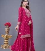 Pink sequins silk blend readymade suit