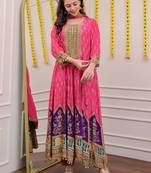 Pink mirror silk blend readymade suit