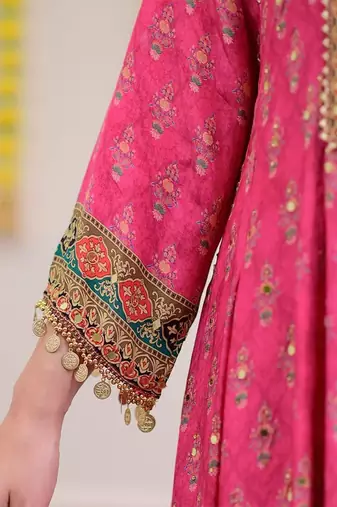 Pink mirror silk blend readymade suit