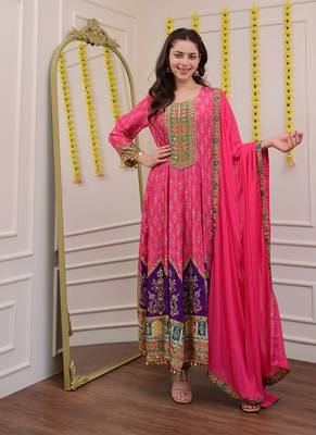 Pink mirror silk blend readymade suit 4