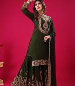 Green sequins faux georgette readymade suit