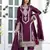 Wine embroidered silk blend readymade suit