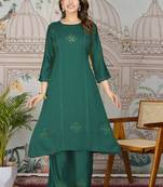 Rama color gajji silk ethnic and girlie smart printed kurta set