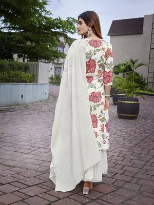 Off white color viscosee beautiful salwar kameez for party looks 2