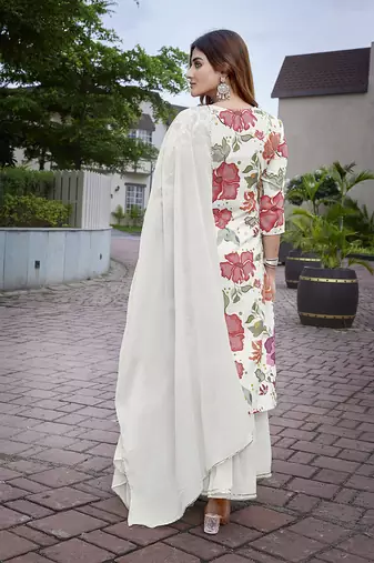 Off white color viscosee beautiful salwar kameez for party looks