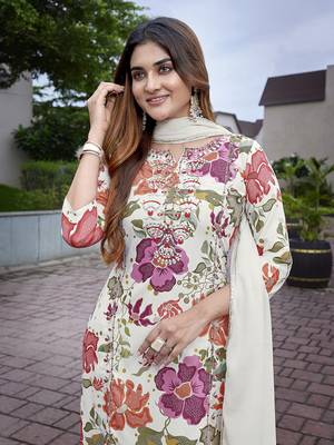 Off white color viscosee beautiful salwar kameez for party looks 3