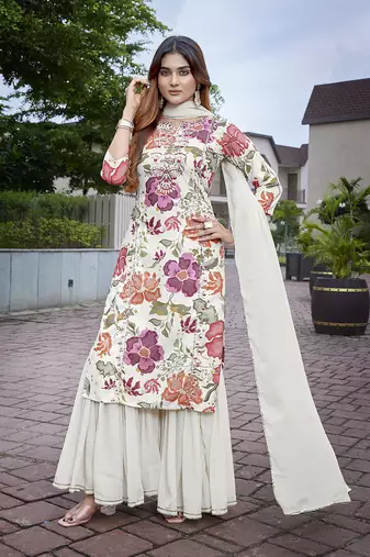 Off white color viscosee beautiful salwar kameez for party looks