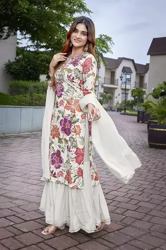 Off white color viscosee beautiful salwar kameez for party looks