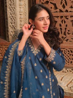 Blue color viscosee silk beautiful salwar kameez for party looks 3