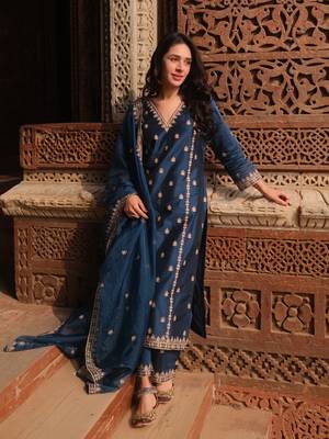 Blue color viscosee silk beautiful salwar kameez for party looks 5