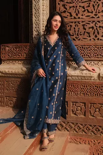 Blue color viscosee silk beautiful salwar kameez for party looks