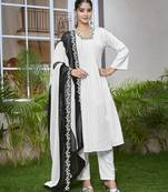White color viscose fabric beautiful salwar kameez for party looks