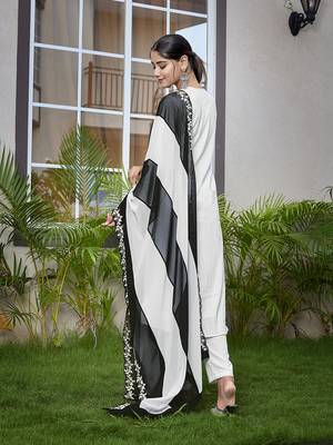 White color viscosee beautiful salwar kameez for party looks 2