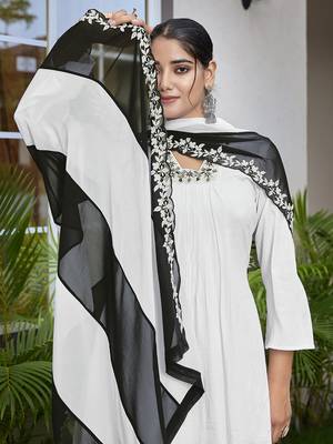 White color viscosee beautiful salwar kameez for party looks 3