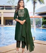 Bottle green color silk blend fabric beautiful salwar kameez for party looks