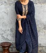Blue color viscose chanderi fabric trendy and stylish readymade kurta set