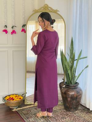 Wine color viscosee chanderi trendy and stylish readymade kurta set 2