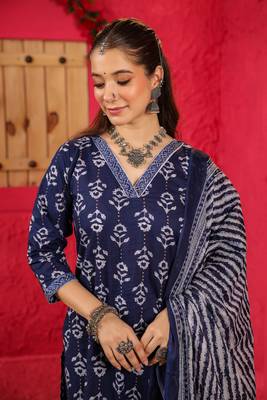 Blue color roman slub fabric trendy and stylish readymade kurta set 3