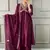 Wine color vichitra silk fabric ethnic embroidered readymade suit for party looks