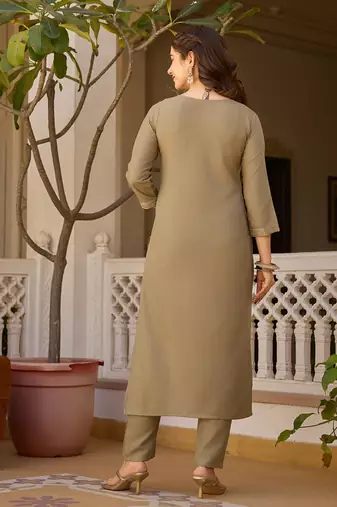 Pista color rayon embroidered readymade suit for party looks