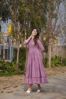 Dusty pink color heavy rayon heavy digital printed beautiful partywear gown 2