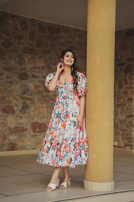 Off white color heavy rayon heavy digital printed beautiful partywear gown 3