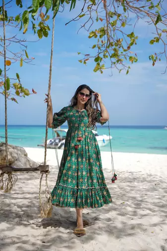 Rama color heavy rayon heavy digital printed beautiful partywear gown