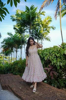Cream color heavy rayon heavy digital printed beautiful partywear gown 2