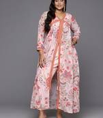 Pink color beautiful plus size kurta set for ceremonial wear