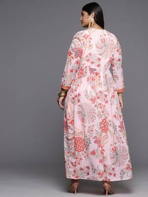 Pink color beautiful plus size kurta set for ceremonial wear 2