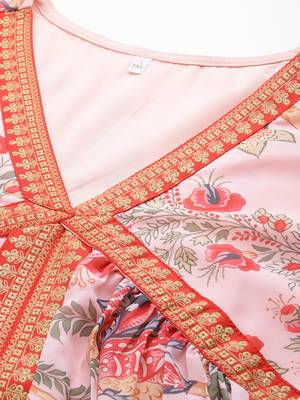 Pink color beautiful plus size kurta set for ceremonial wear 4