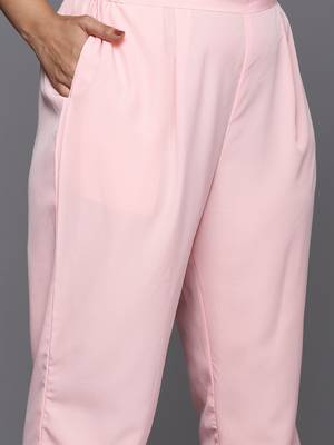 Pink color beautiful plus size kurta set for ceremonial wear 5