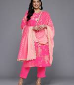 Pink color beautiful plus size kurta set for ceremonial wear